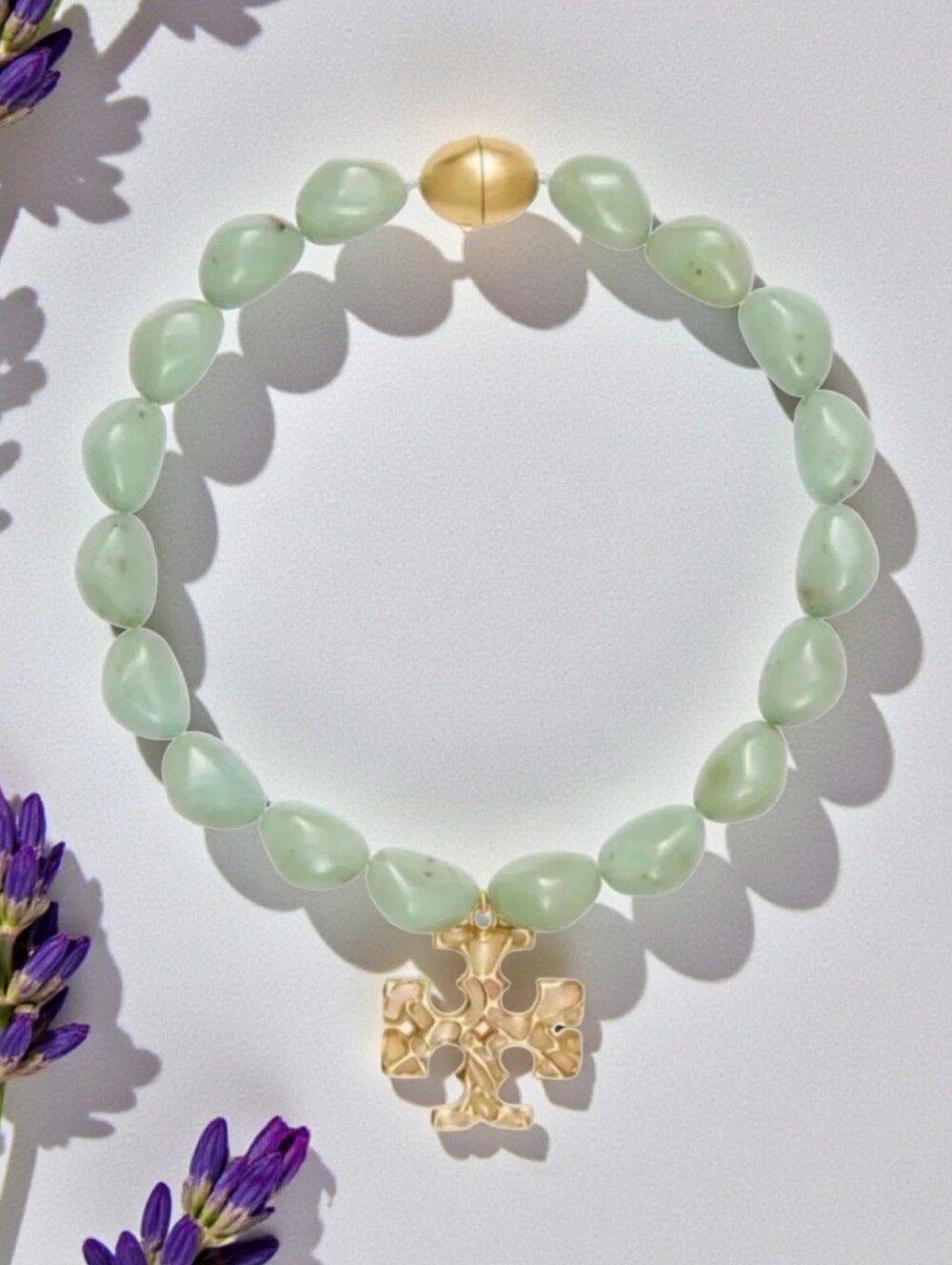 Tory Burch Roxanne Statement Necklace With Jade Colored Resin Stones